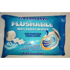 Изображение товара -  Вологий туалетний папір  “Freshmaker“ Flushable  40л., ящ.-28шт. Турція.