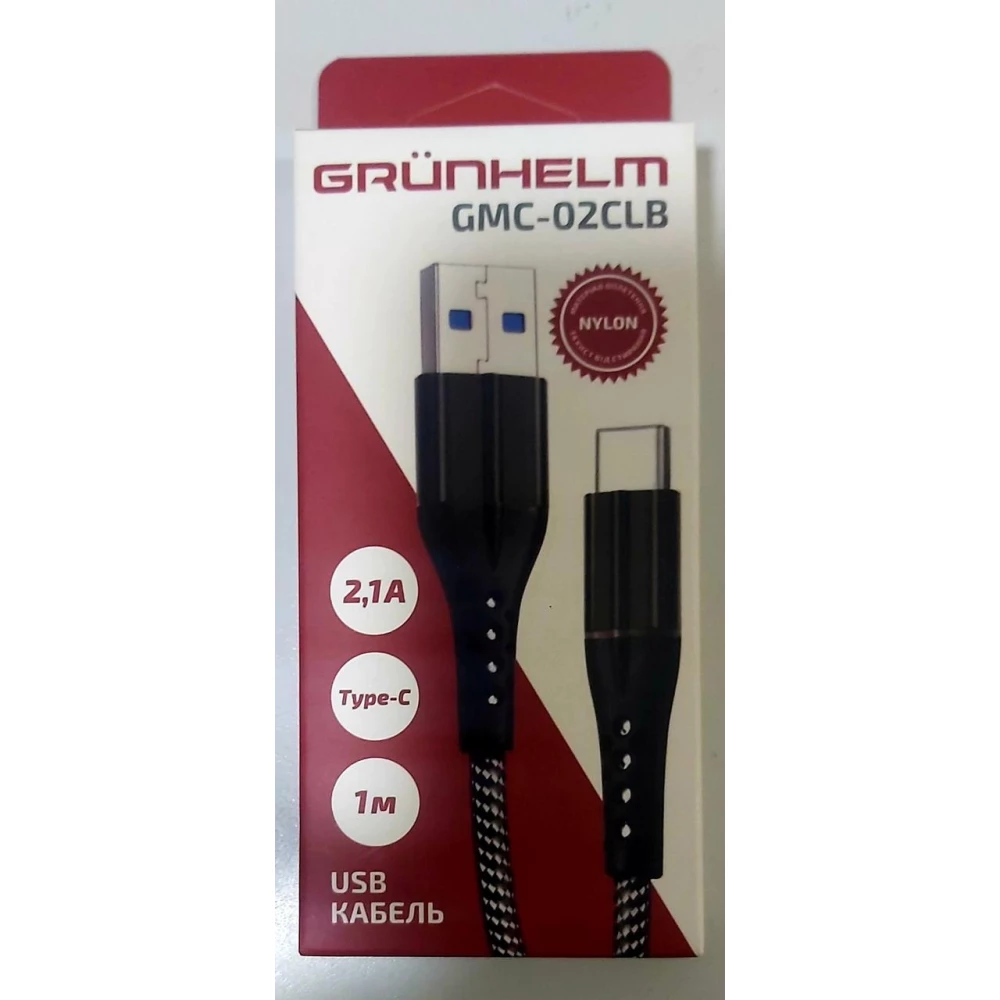Кабель Type-C, 1м, тканинна обплітка - GMC-02CLB (GRUNHELM)