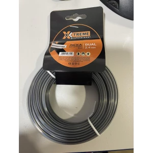 Изображение товара -  Ліска до мотокоси X-TREME 2,4мм*15м Dual,Квадрат з сердечником, діаметр 2,4мм, довжина 15м.сіра