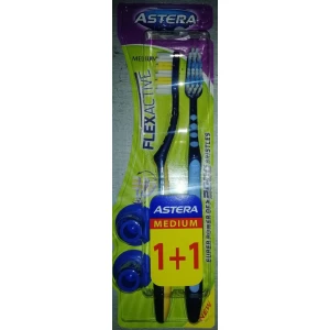 Изображение товара -  Зубна щітка Astera Flex Active 1+1 Medium (середньої жорсткості)