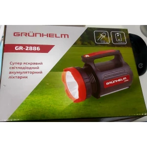 Изображение товара -  Ліхтарик Led  ручний акумуляторний Grunhelm GR-2886 (5w+22SmdLed 2*2200mAh)
