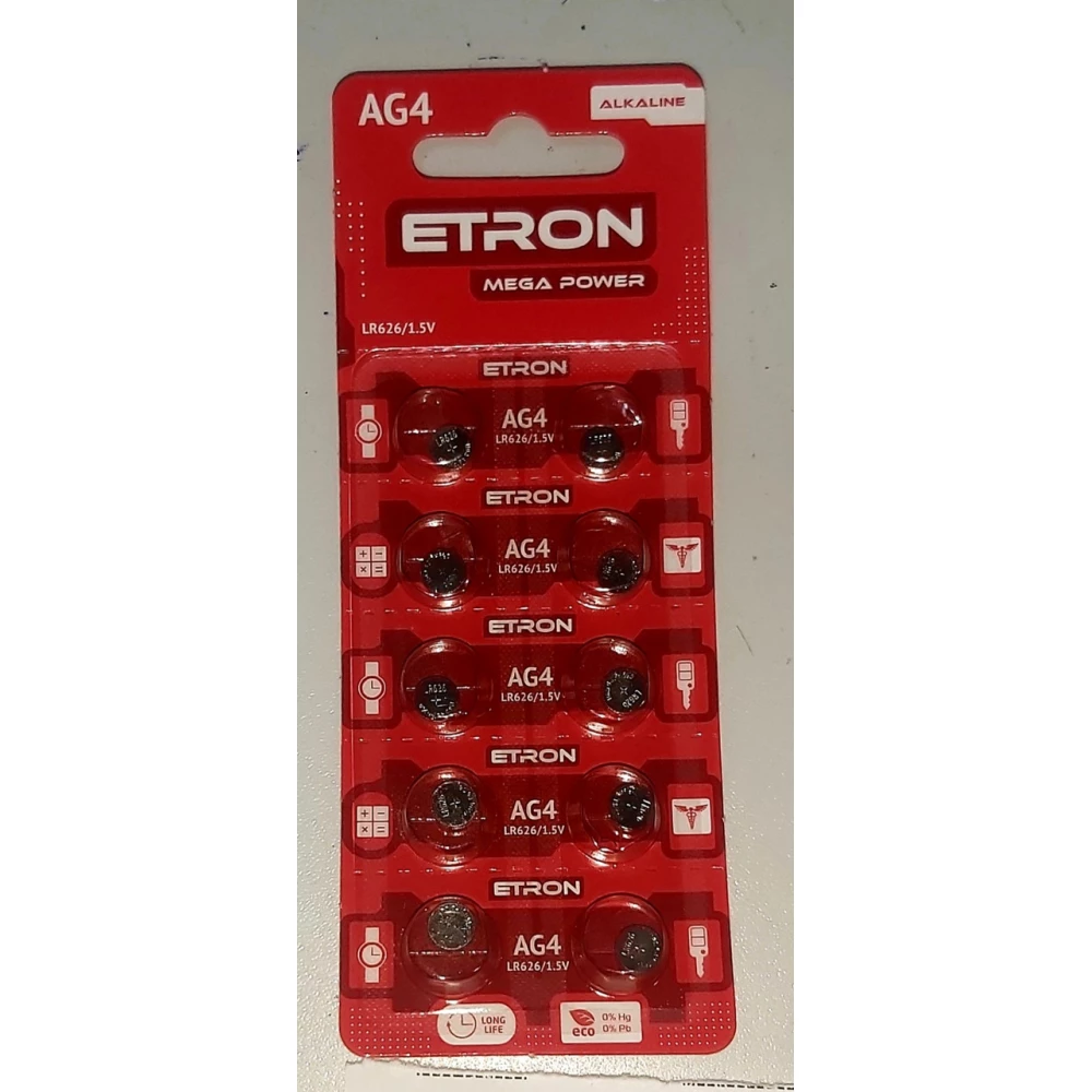 Батарейка AG4 ETRON Mega Power , Блістер-10шт.