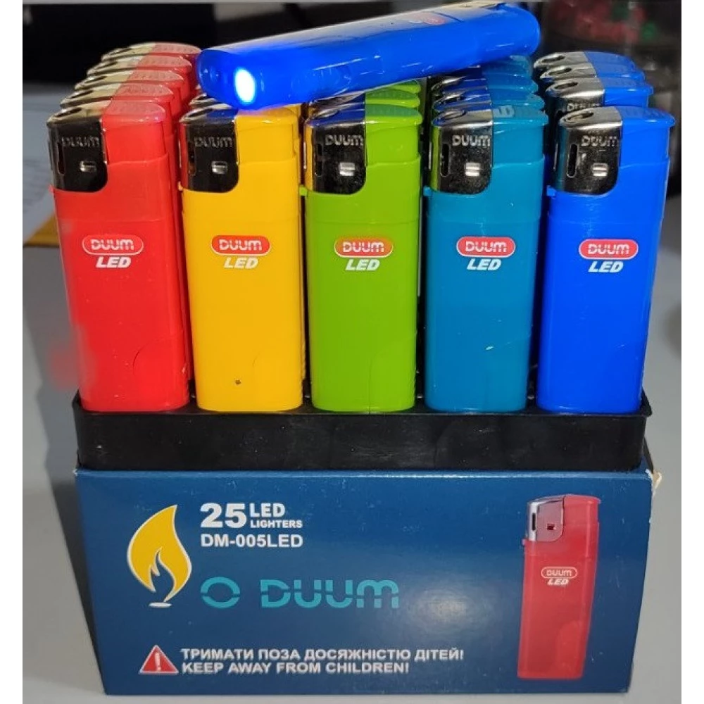 Запальничка кишенькова багаторазова DUUM DM-005 LED Ліхтарик