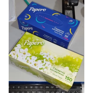 Изображение товара -  Серветки косметичні “Papero“ 2ш. 190*200 мм 150арк. пенал Сині/Декор  (NF011), (NF001)