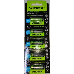 Изображение товара - Батарейка VIDEX A27 Alkaline Блістер-5шт.