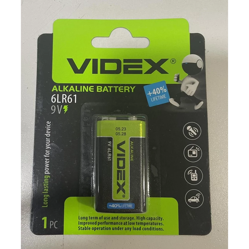 Батарейка Videx Крона калюжна пач.12шт.