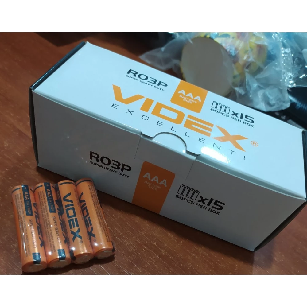 Батарейка Videx оранж R3 МІНІ, пач-60 шт. спайка 4 шт.