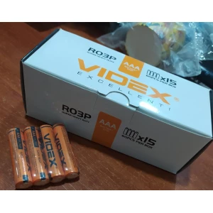 Изображение товара - Батарейка Videx оранж R3 МІНІ, пач-60 шт. спайка 4 шт.