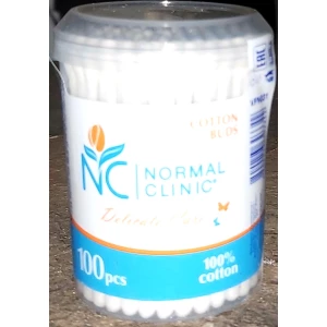 Изображение товара -  Ватні палички NORMAL cliniс - 100 шт. кругла коробка (12шт.-пач,48 шт/ящ)