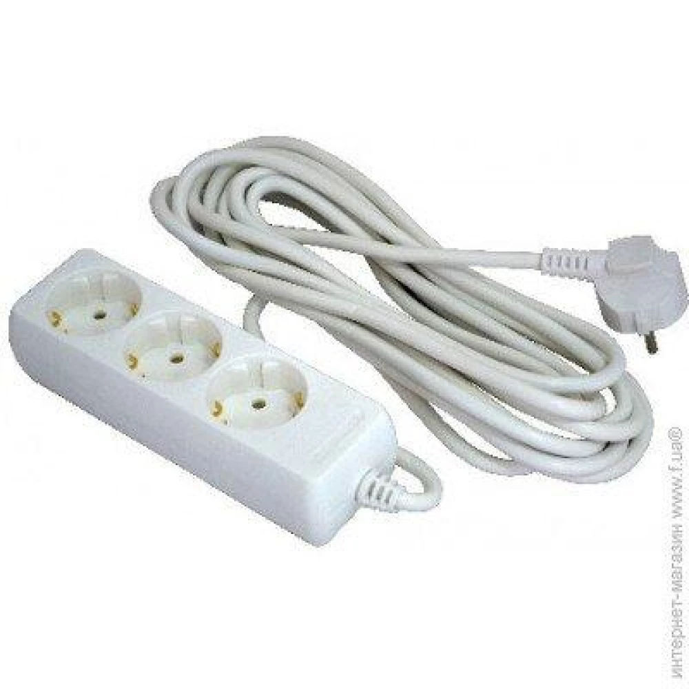 Подовжувач касетний G3W5M, 3 гнізда, 5м, 2500Вт, 16А, 3.0х1.0мм2, колір білий (GRUNHELM)
