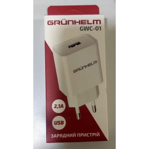 Изображение товара -  Блок живлення - GWC-01, 5V/2,1А, 1 USB, білий (GRUNHELM)