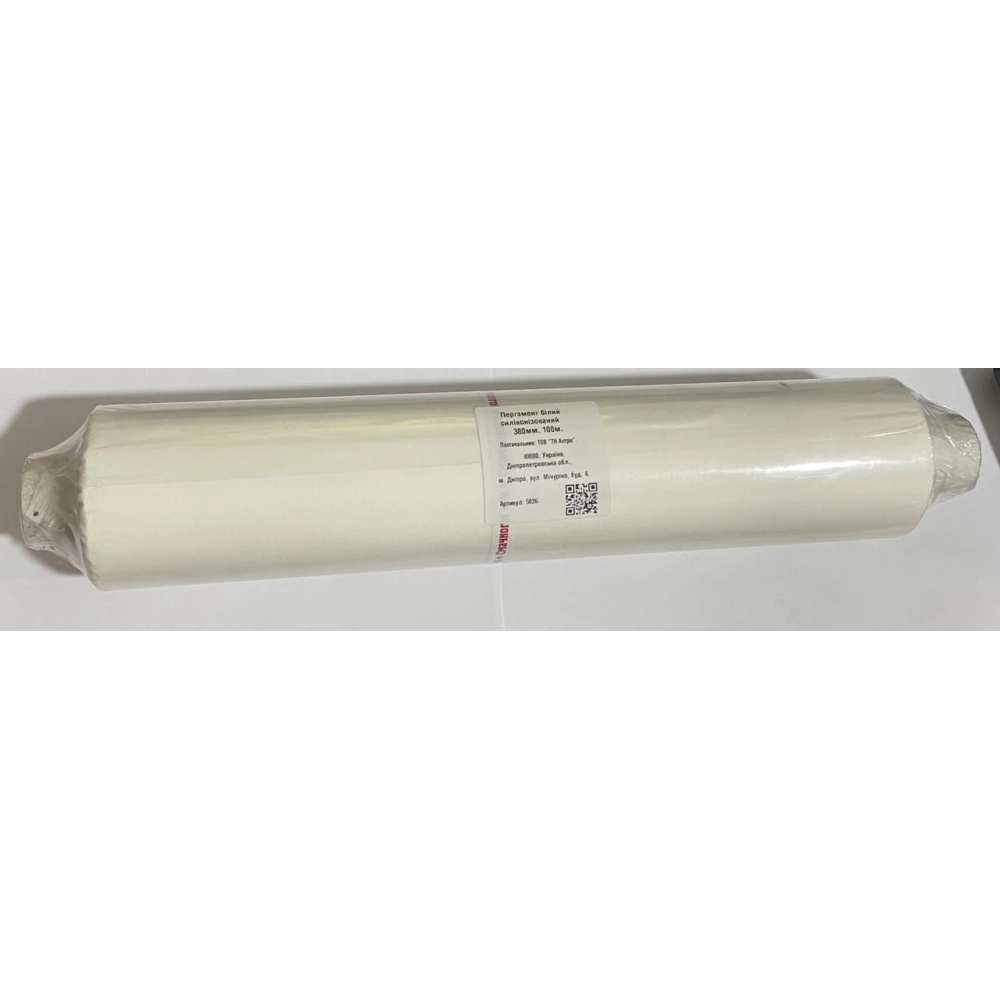 Пергамент Білий силіконізований 380мм*100м рулон 2 стороння силіконізація