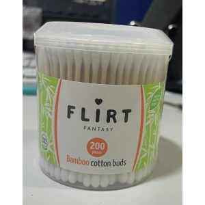 Изображение товара -  Ватні палички бамбук Fantasi FLIRT - 200 шт. Круг. банка (12 шт.-пач,48 шт./яск.)