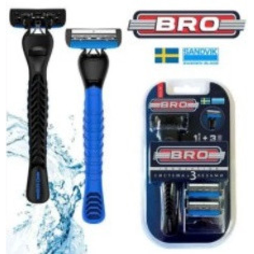 Бритва одноразова BRO KL-ХS317L - 3леза, Чоловіча 1шт.+ 3 касети.