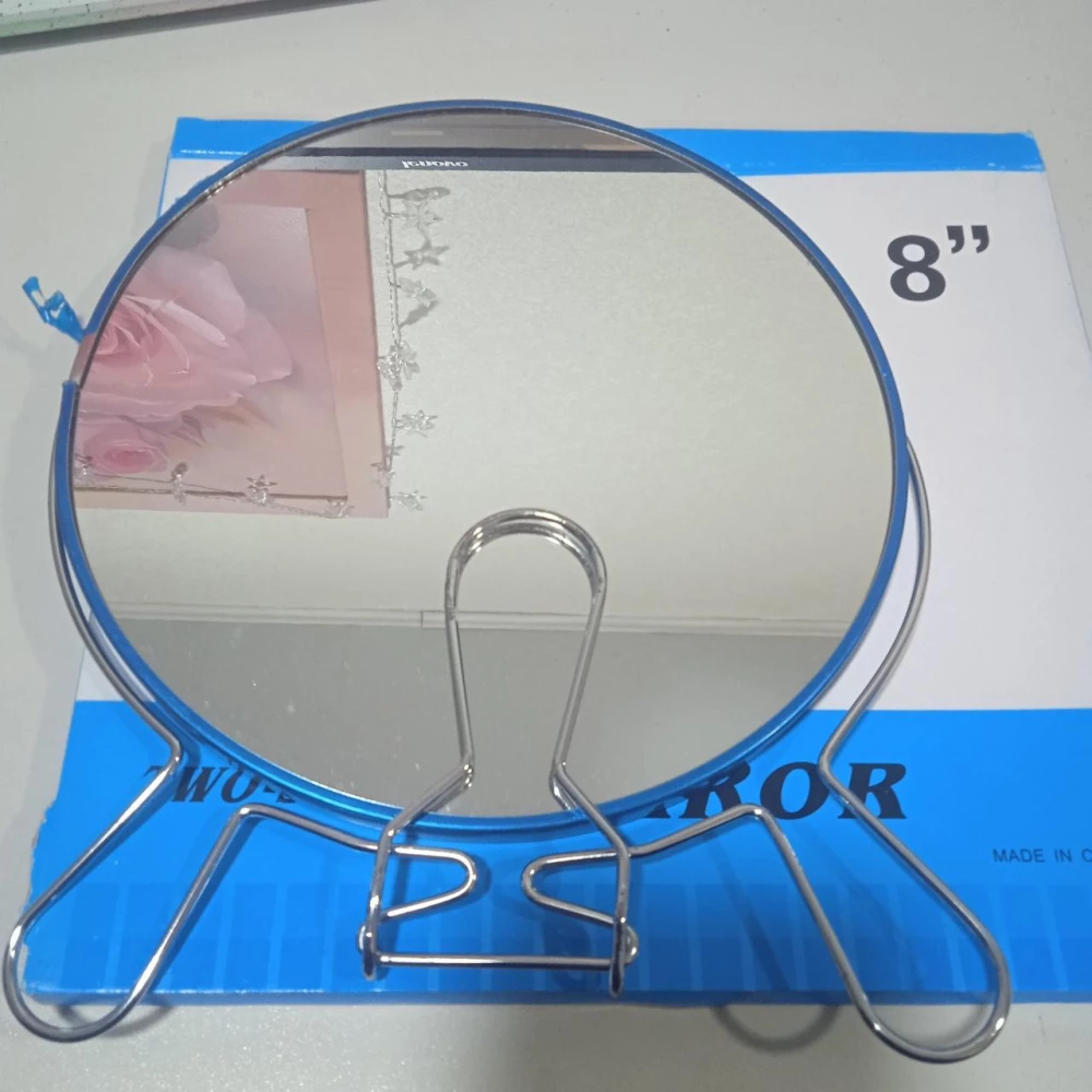 Дзеркало двостороннє коло метал 8-ка 19,5 см(12уп)