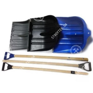 Изображение товара -  Лопата для снігу АВС 395*395 кольорова міцна середня з держаком та ручкою,