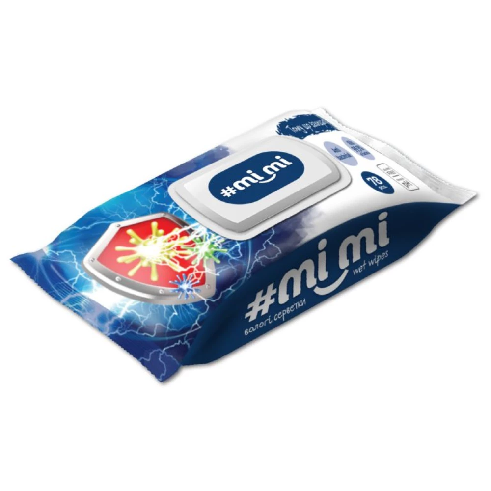 Волога серветка “#Мі_Мі“ 78л..Антибактеріальна + клапан ящ.10шт.