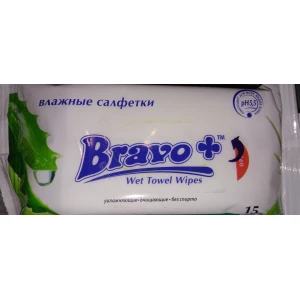 Изображение товара -  Волога Серветка “Bravo+“ 15л, алоє, ящ.-160шт.