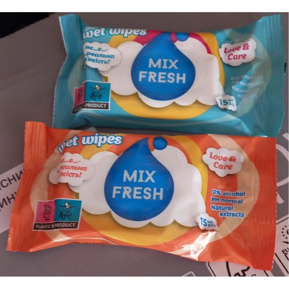 Волога серветка “MIX FRESH“ 15л. ящ. 180 шт. персик/діня