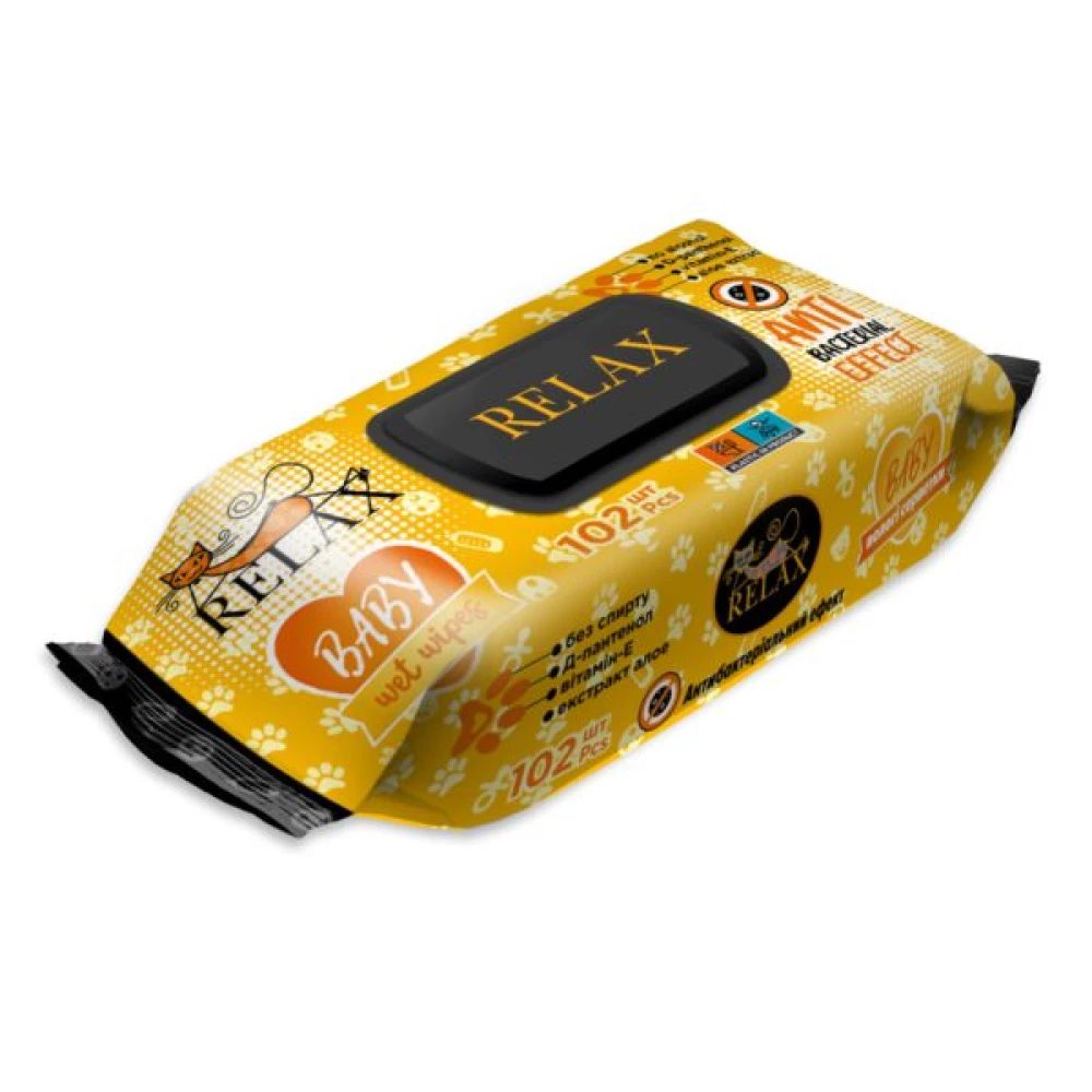 Волога серветка “RELAX“ 102л, Бейбі Антибакі, ящ-12шт.