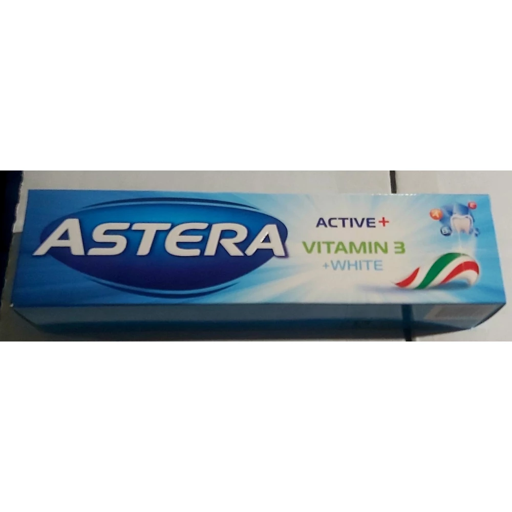 Зубна паста Astera  Active + Vitamin 3+White (3 Вітаміни з відбілюючим ефектом) 110 мл.