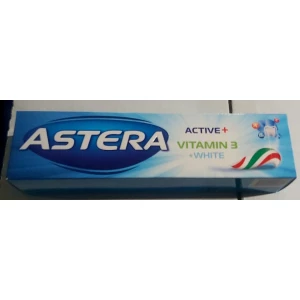 Изображение товара -  Зубна паста Astera  Active + Vitamin 3+White (3 Вітаміни з відбілюючим ефектом) 110 мл.
