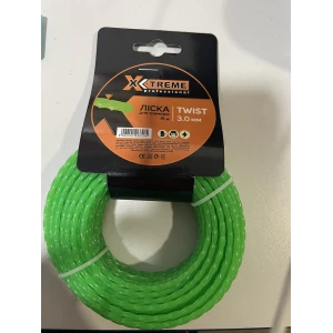 Изображение товара -  Ліска до мотокоси X-TREME 3,0мм*15мTwist (кручений квадрат, картон, діаметр 3,0мм, довжина 15мзелена