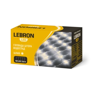 Изображение товара -  LED гірлянда LEBRON Штора ВОДОСПАД  2*2 м,192LED біла, IP20 15-18-84