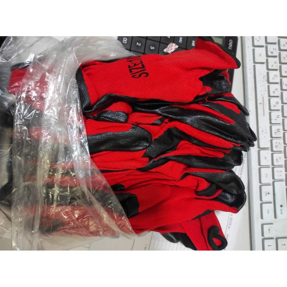 Робоча Рукавиця №10 Червона залита чорним, пач.-12пар.