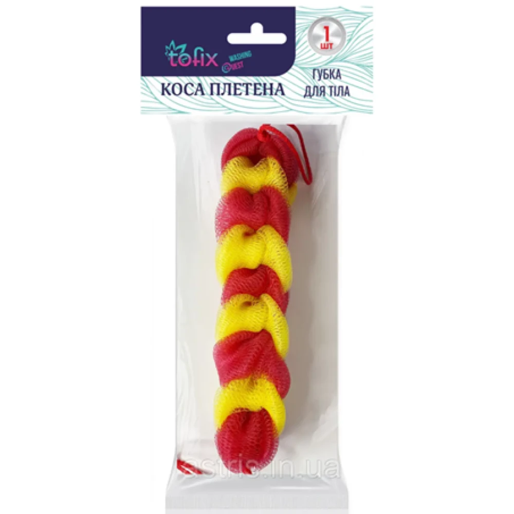 Губка для тіла “Коса плетена“, 29см, ящ.-40шт.