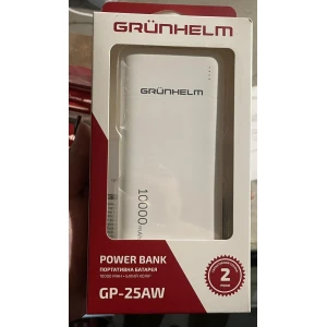 Изображение товара -  Power Bank Портативна батарея 10000mAh білий Grunhelm GP-25 AW