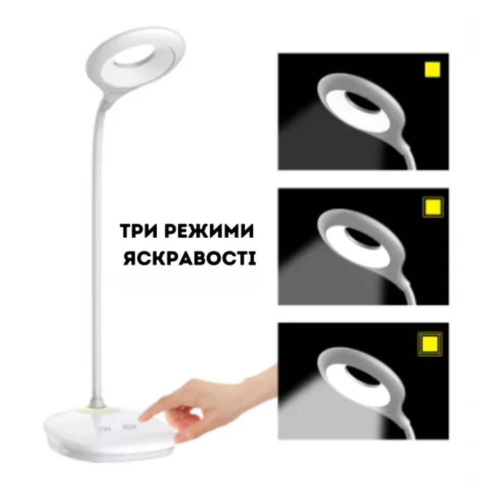 Лампа настільна LEBRON L-TL-L-44, 4W, 4100K, Li-ion 1200mAh, біла, USB