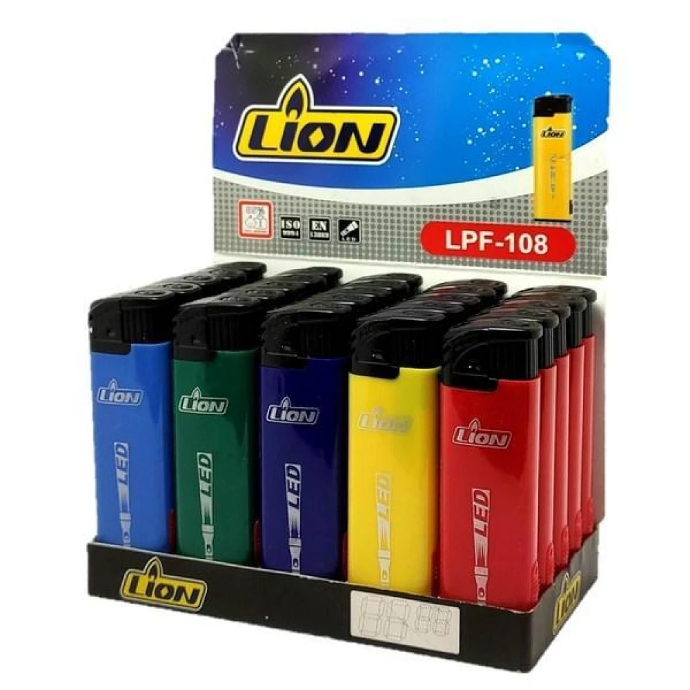Запальничка “Lion“ LРF-108 Кольорова пьєзо+ліхтарик, пач.-25шт. Якісна