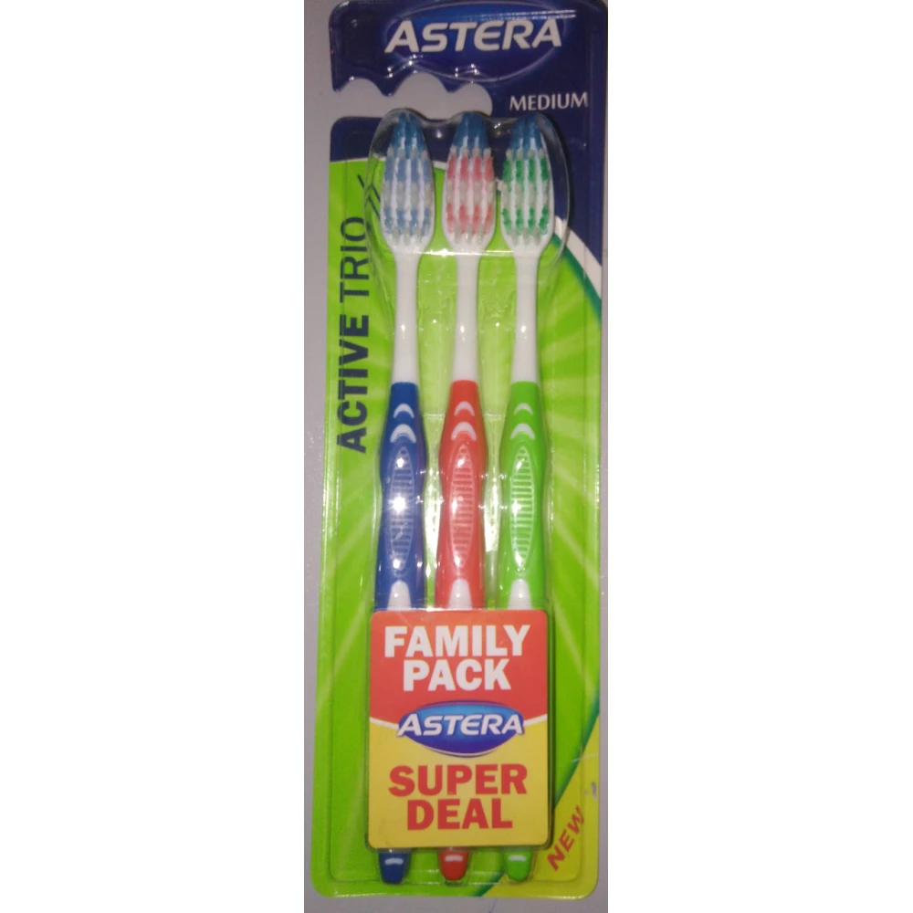 Зубна щітка Astera Active Trio Medium 1+1+1 (середньої жорсткості)