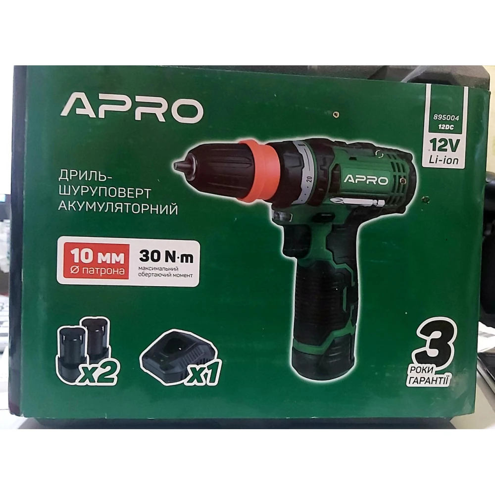 Дриль-шуруповерт  APRO 12dc/12d/1.5a/зу/кейс/2акб