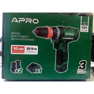 Изображение товара -  Дриль-шуруповерт  APRO 12dc/12d/1.5a/зу/кейс/2акб