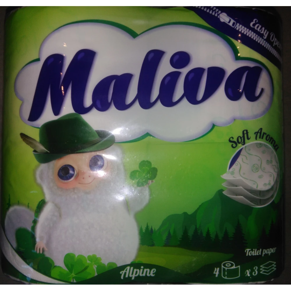 Туалетний папір Maliva Alpine АРОМАТ, тришаровий “Альпійський луг“ 17м., 1шт.-4рул.