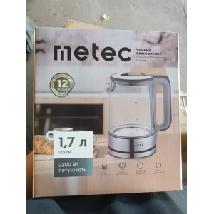 Изображение товара - Електрочайник ЕК-02GG 1,7л, 2200 Вт корпус скло, сірий METEC