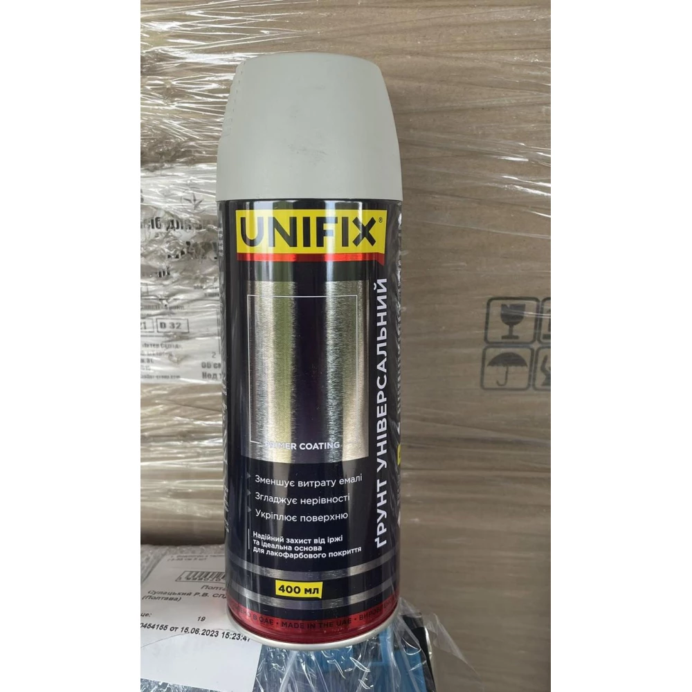 Емаль ґрунтувальна акрилова універсальна Сірий мат. 400 мл UNIFIX