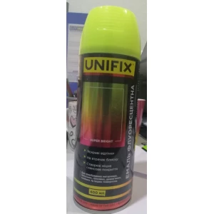 Изображение товара -  Емаль універсальна акрилова флуоресцентна Жовтий гл.400мл.UNIFIX