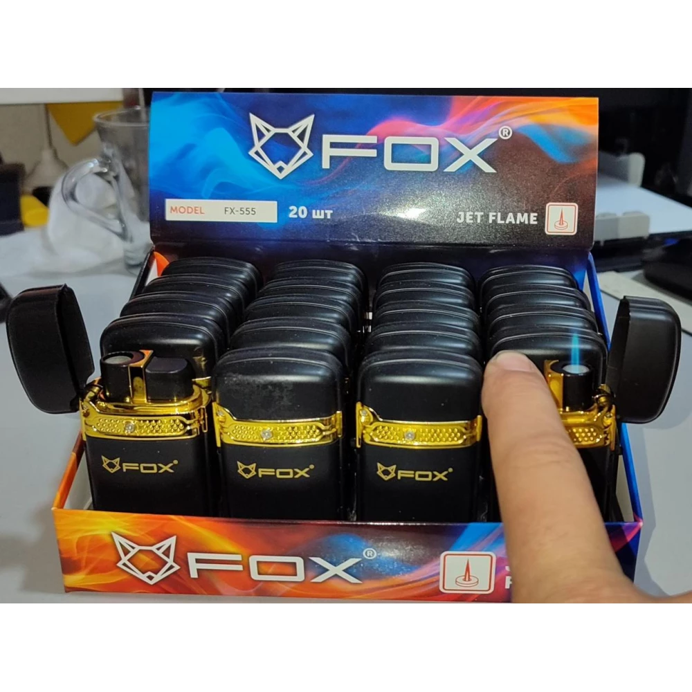 Запальничка турбо Метал прогумована “Fox“, FX-555, пач.-20шт