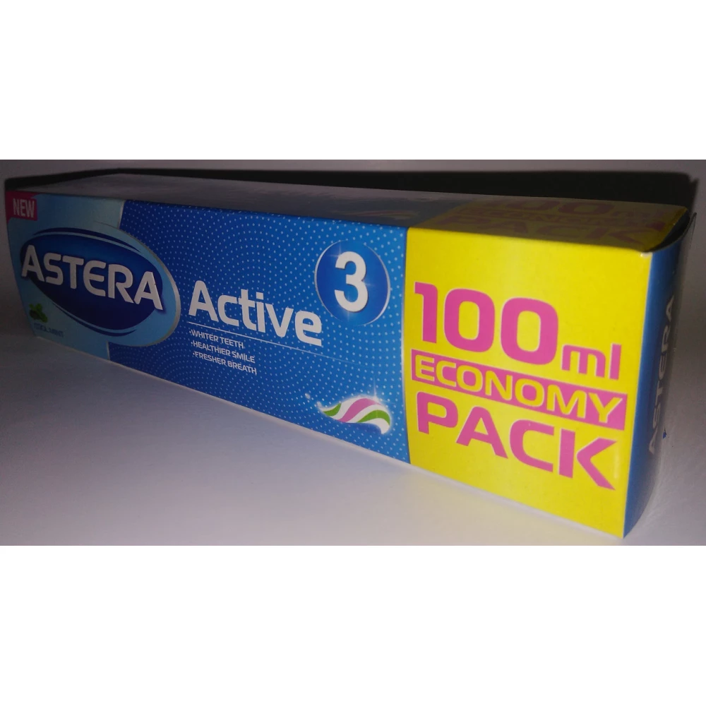 Зубна паста Astera  Active + Active3    (Потрійна дія) 110 мл., пач.-12шт.