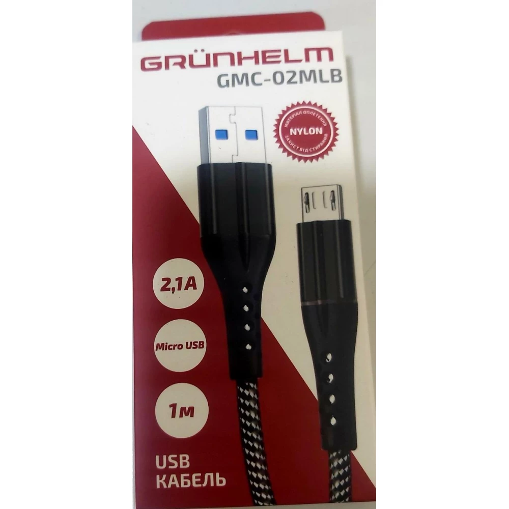 Кабель Micro USB, 1м, тканинна обплітка - GMC-02MLB (GRUNHELM)