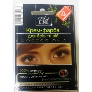 Изображение товара -  Крем-фарба для брів та вій з окисником “Art Line“ темно каштановий Топаз