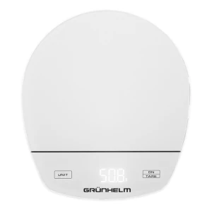 Изображение товара -  Ваги кухонні GRUNHELM KES-015LW білі макс. вага 5кг, сенсорні круглі