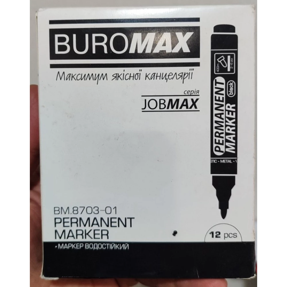 Маркер чорний BUROMAX товстий уп-12шт.