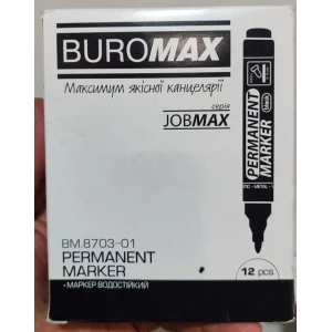 Изображение товара -  Маркер чорний BUROMAX товстий уп-12шт.