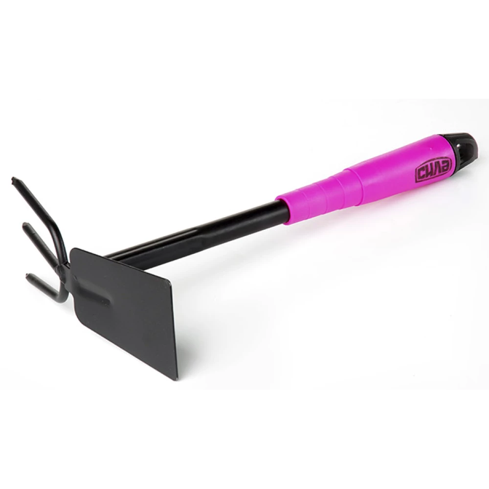 Мотика комбінована плоска+3-х зуба з пластиковою рукояткою Сила Рожева