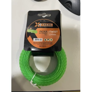 Изображение товара -  Ліска до мотокоси X-TREME 2,4мм*15мTwist (кручений квадрат, картон, діаметр 2,4мм, довжина 15мзелена