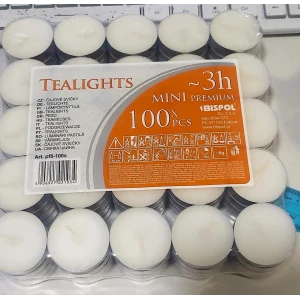 Изображение товара -  Свіча парафінова уп.100шт. 3год горіння таблетка. Bispol